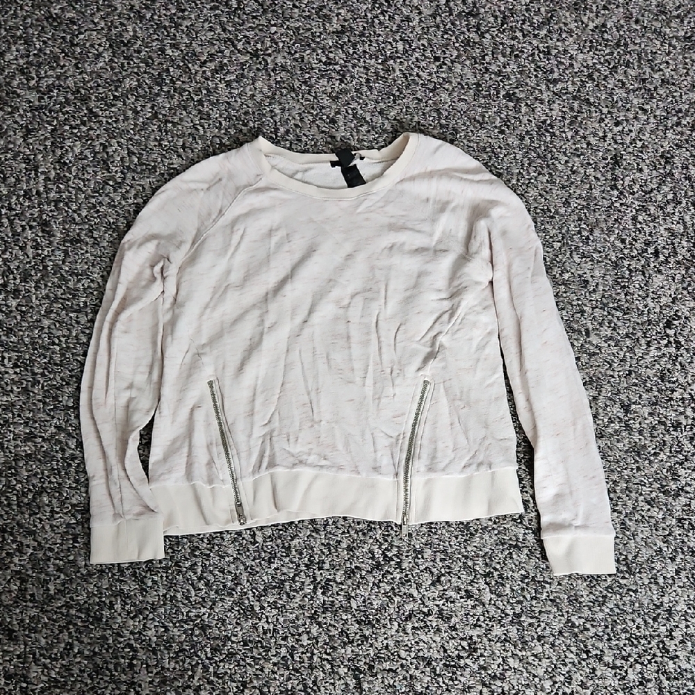 Forever 21 Cream Sweater with Zipper Details